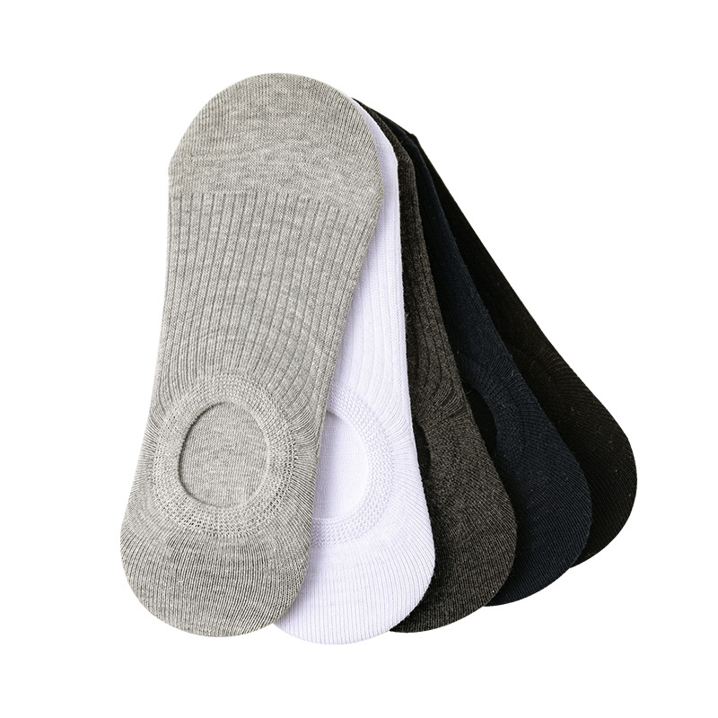 Men's spring and summer individually packaged invisible boat socks, versatile, striped, short-cylinder, silicone anti-slip, breathable cotton short socks