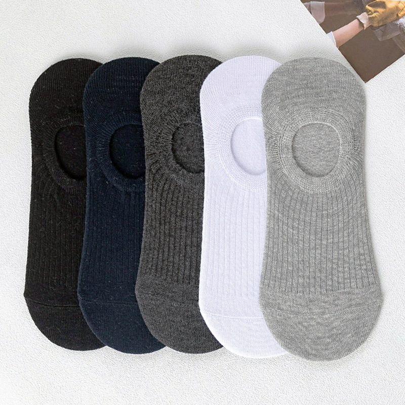 Men's spring and summer individually packaged invisible boat socks, versatile, striped, short-cylinder, silicone anti-slip, breathable cotton short socks