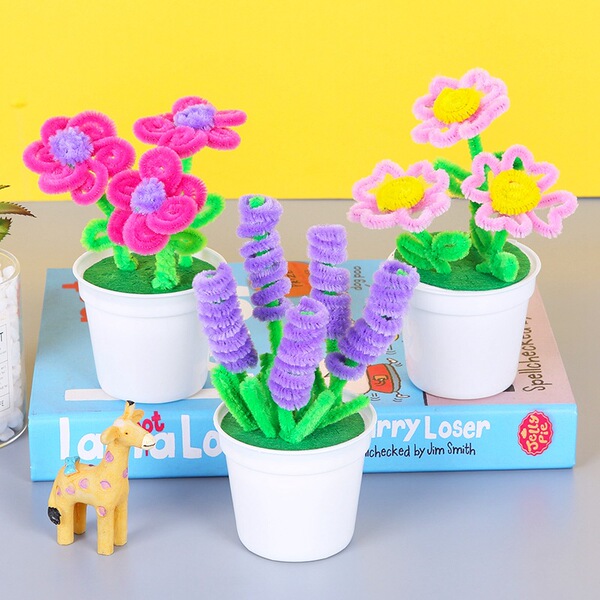 教师节手工扭扭棒毛根小花盆栽 幼儿园儿童DIY制作益智亲子材料包