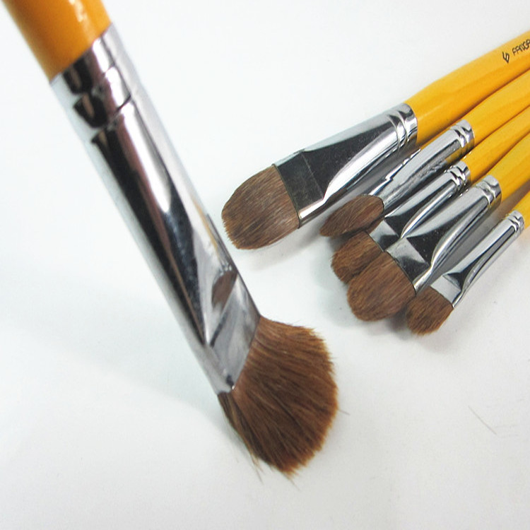 Flat brush, wolf hair watercolor brush, cross-border wooden handle oil painting brush, acrylic brush, round head oil painting brush, single piece set, watercolor brush