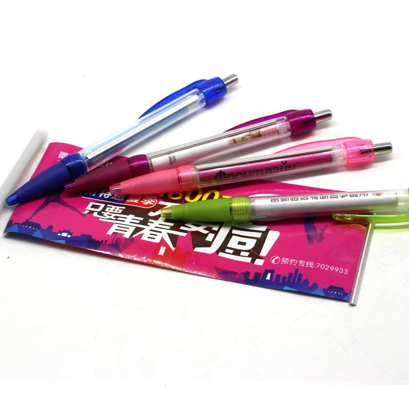 Promotional plastic ballpoint pen, pull paper advertisement, pull paper pen with color printing, drawing pen, multiple styles of flag pens with double-sided color printing