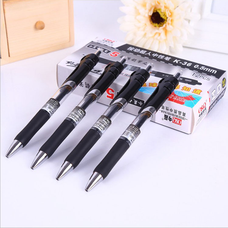Office stationery push-button pen, large capacity carbon bullet head, 0.5mm medium ballpoint pen, water pen wholesale signature pen