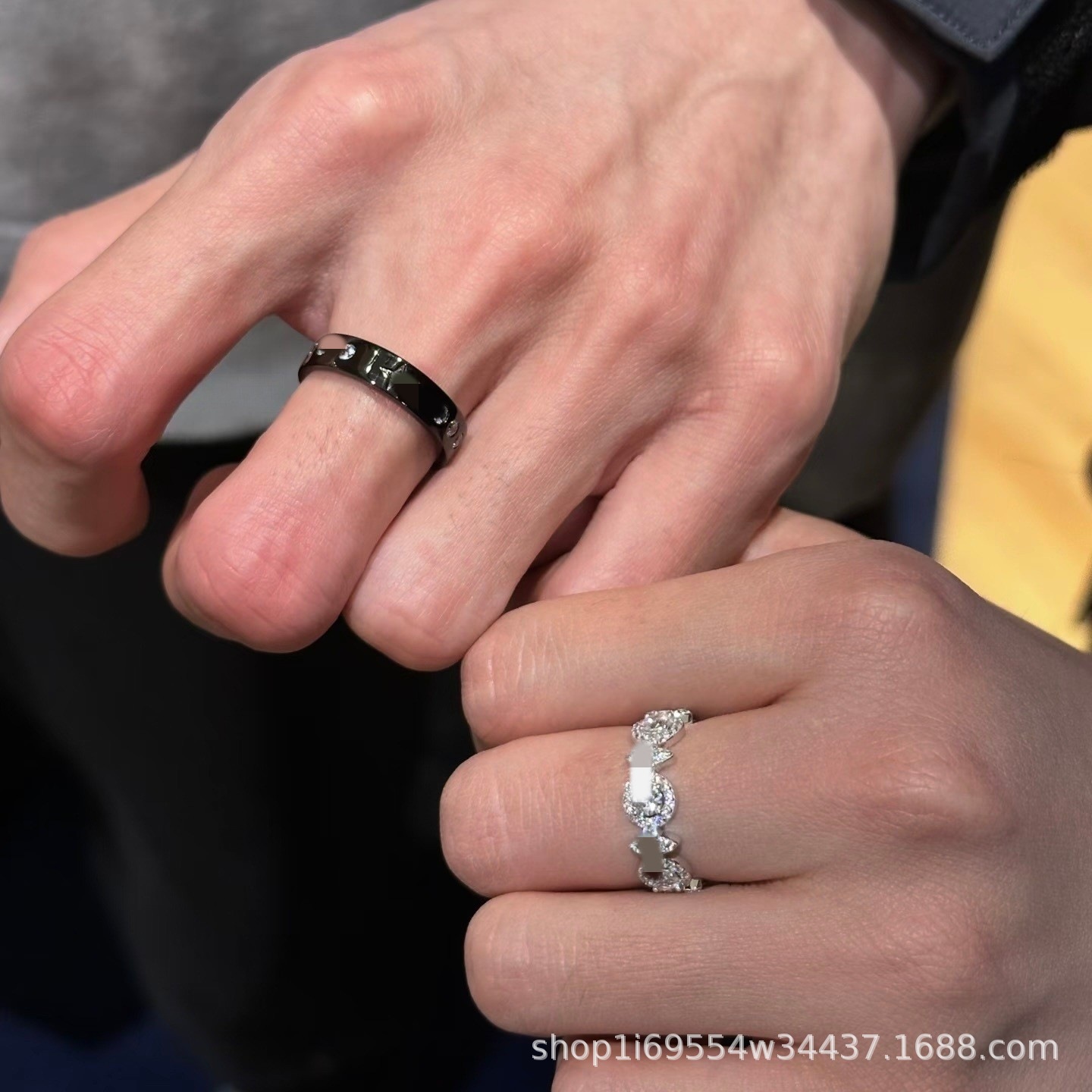 Toxic Version A Family Morse Code Knight Princess Pig Nose Small Sugar Cube Diamond Ring for Stylish Couples