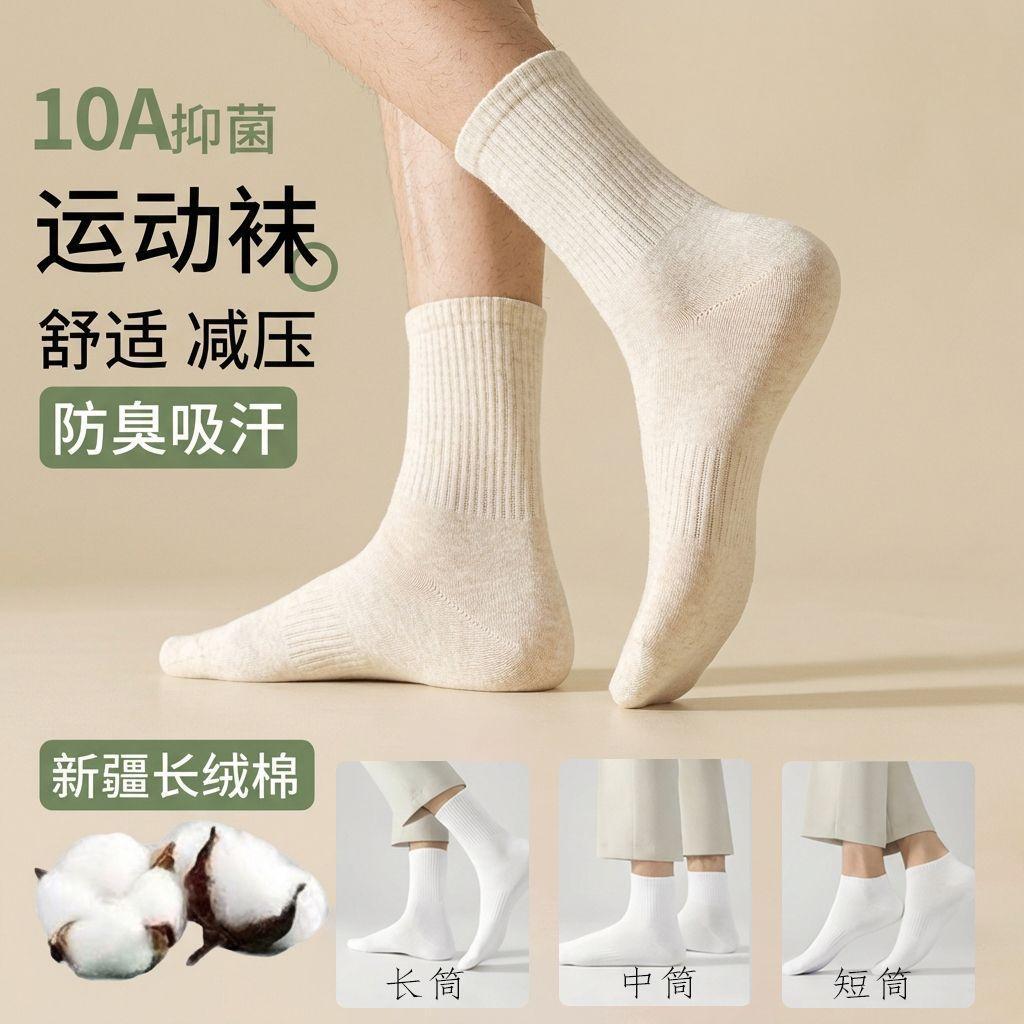 100% Pure Cotton Socks, Men's and Women's Four-Season Socks, Thickened Warmth-Preserving Antibacterial Odor-Resistant Long Socks, Zhuji Hosiery