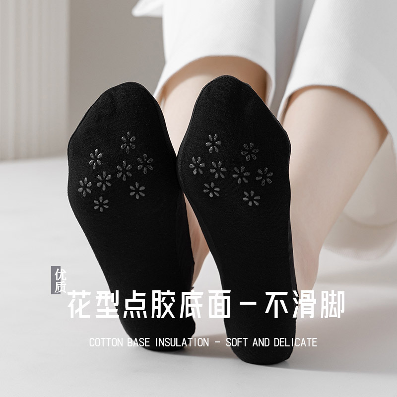 Boat socks for women, summer ice silk pure cotton foot bottom, 3D cut, low-cut shoes, invisible socks, no-slip heel, versatile