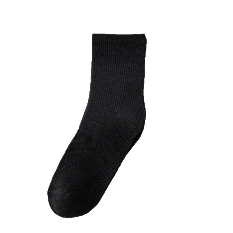 Wholesale Xinjiang long-staple cotton black and white socks, unisex mid-calf socks, 100% cotton, antibacterial, odor-resistant, breathable, with a fitted waist, suitable for sports