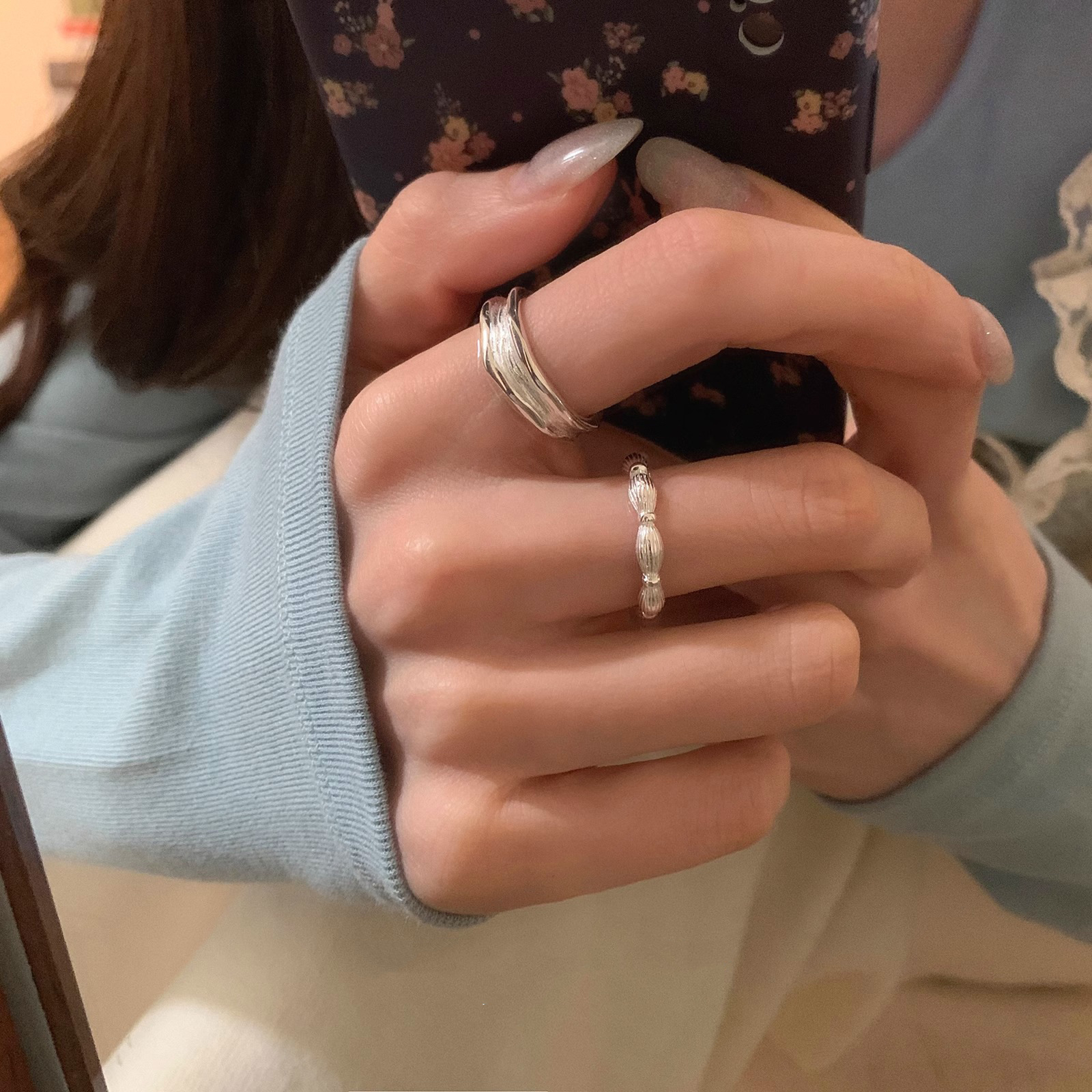 INS minimalist style plain band index finger ring, simple luxury, high-end feel, versatile stacking open ring