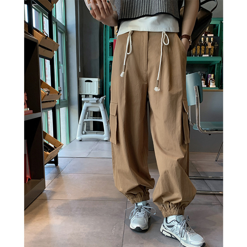 MOXI 十三行女装工装裤女2023秋季新款高腰休闲裤阔腿裤束脚裤子