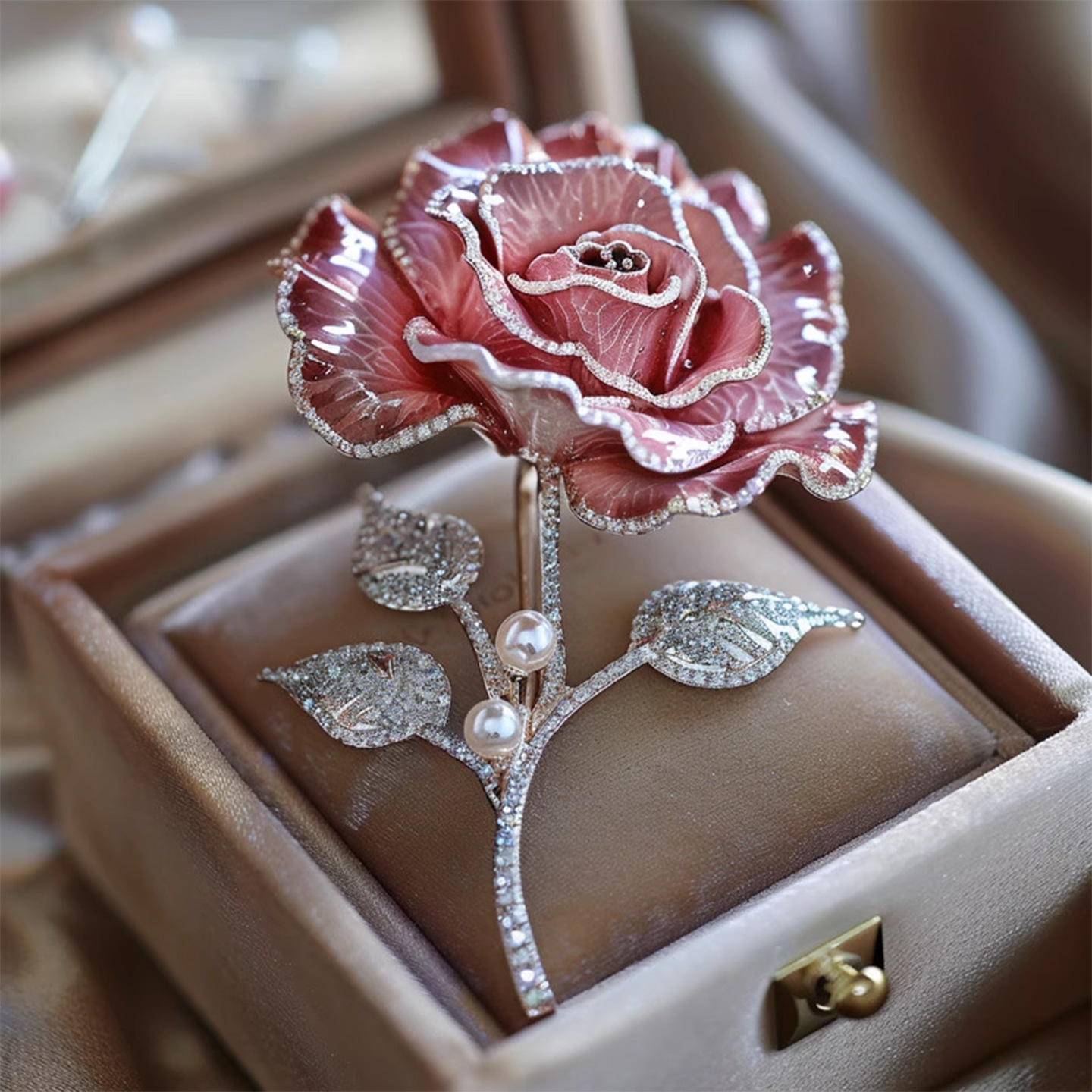 Xiliangfei Original Design Exquisite Luxury High-End Rose Brooch Fashionable and Elegant Brooch Accessory