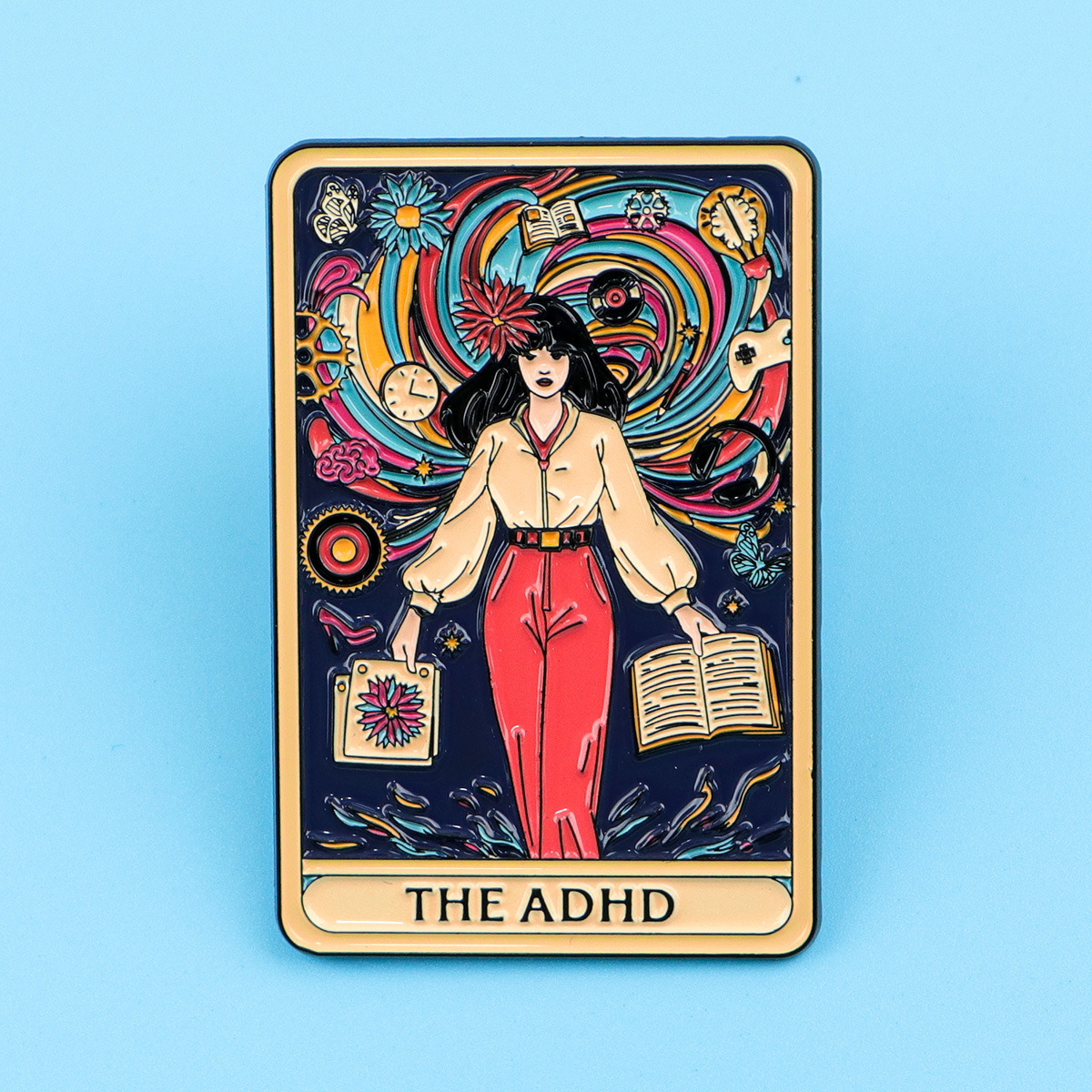 ADHD pin cartoon metal badge creative English letter accessories medal clothing pin English accessories