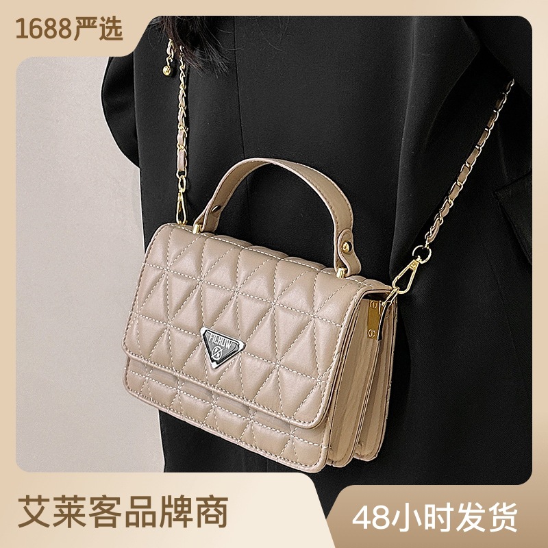 简约链条小包包绣线女包2023新款潮流时尚韩版百搭手提单肩斜挎包