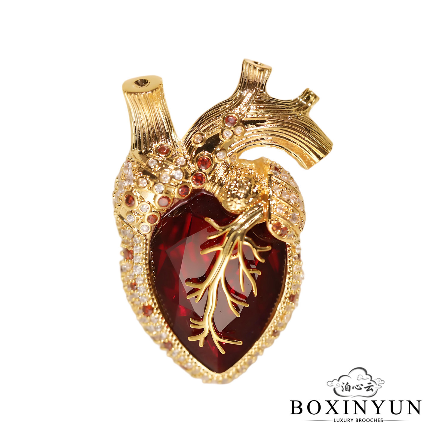 Custom original design heart-shaped brooch by Boxin Cloud, an elegant and exquisite Valentine's Day or birthday gift, brooch pendant