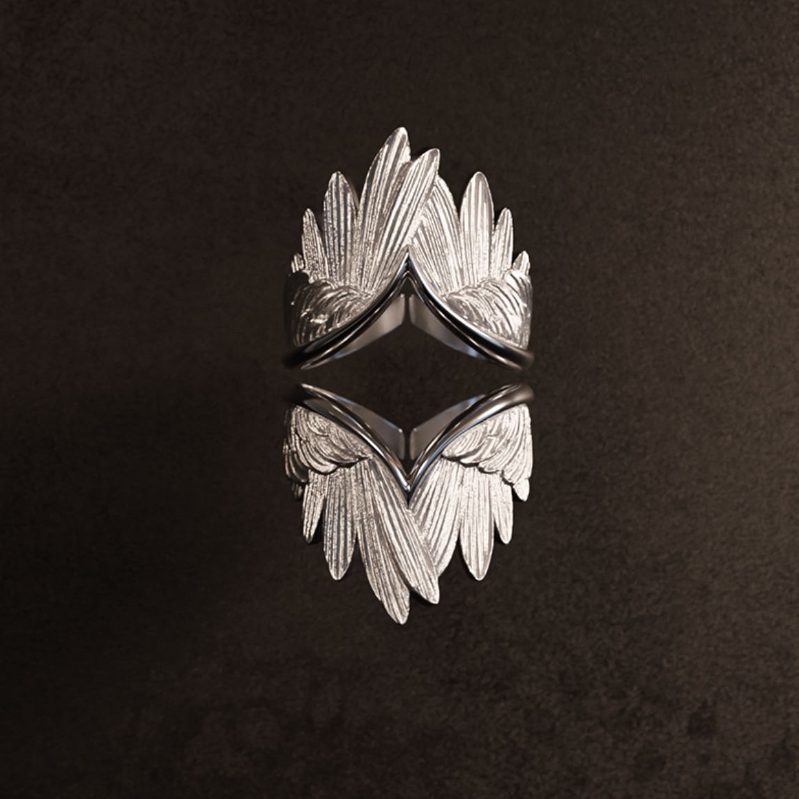 Angel wings ring, trendy and unique minimalist style feather index finger ring, fashionable and creative open wing ring