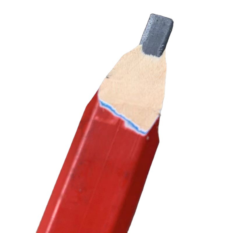 Carpenter's pencil for construction sites, specially designed for marking, flat lead, black wood, octagonal red square, high-visibility line drawing