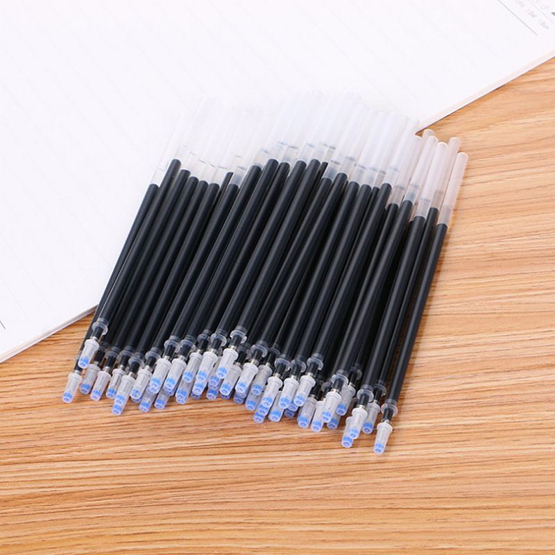 Manufacturer wholesale neutral pen refills, full needle and bullet tips 0.5mm, replacement refills in red, blue, black 0.38