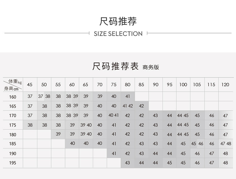 推荐尺码表