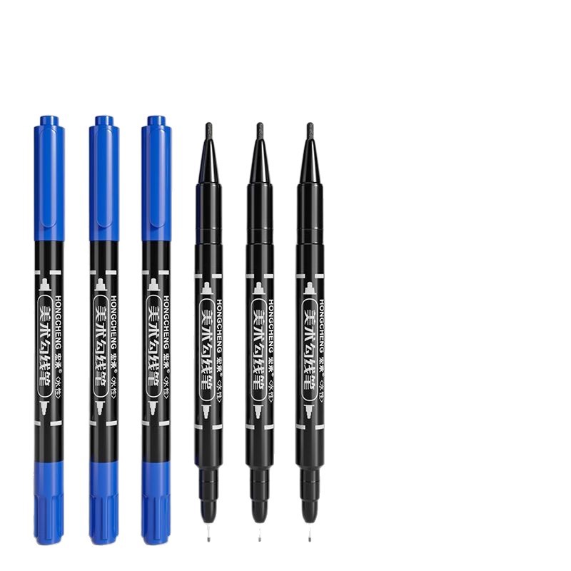 Dual-tip Art Drawing Outline Pen Water-based Children's Outlining Marker Black Durable Quick-drying Black Marker