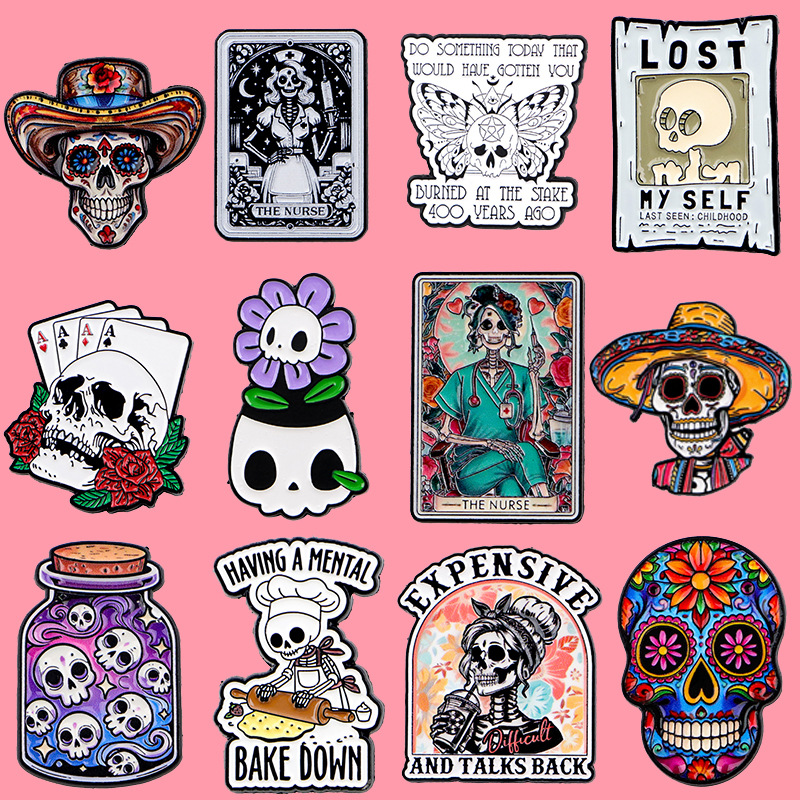 Cartoon skull pin badge clothing backpack accessory decoration pin, cross-border foreign trade hot-selling alloy badge