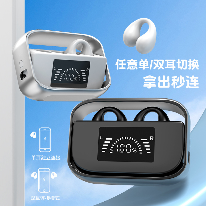 旋转软胶耳夹式真无线铜环HIFI高品质不入耳运动OWS蓝牙耳机 5.3