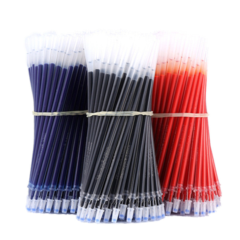 Manufacturer wholesale neutral pen refills, full needle and bullet tips 0.5mm, replacement refills in red, blue, black 0.38