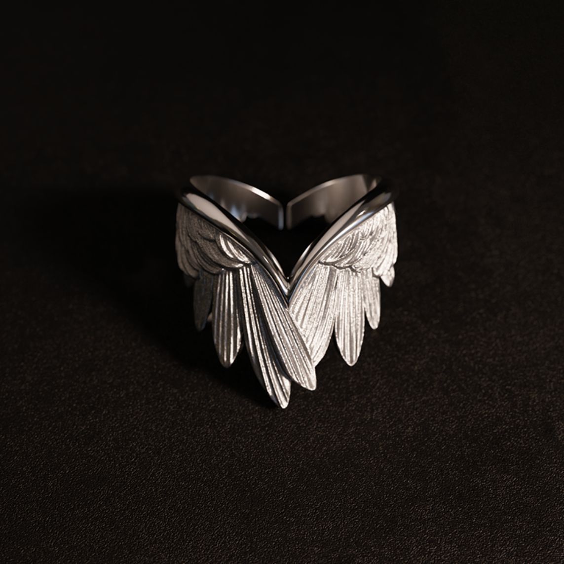 Angel wings ring, trendy and unique minimalist style feather index finger ring, fashionable and creative open wing ring