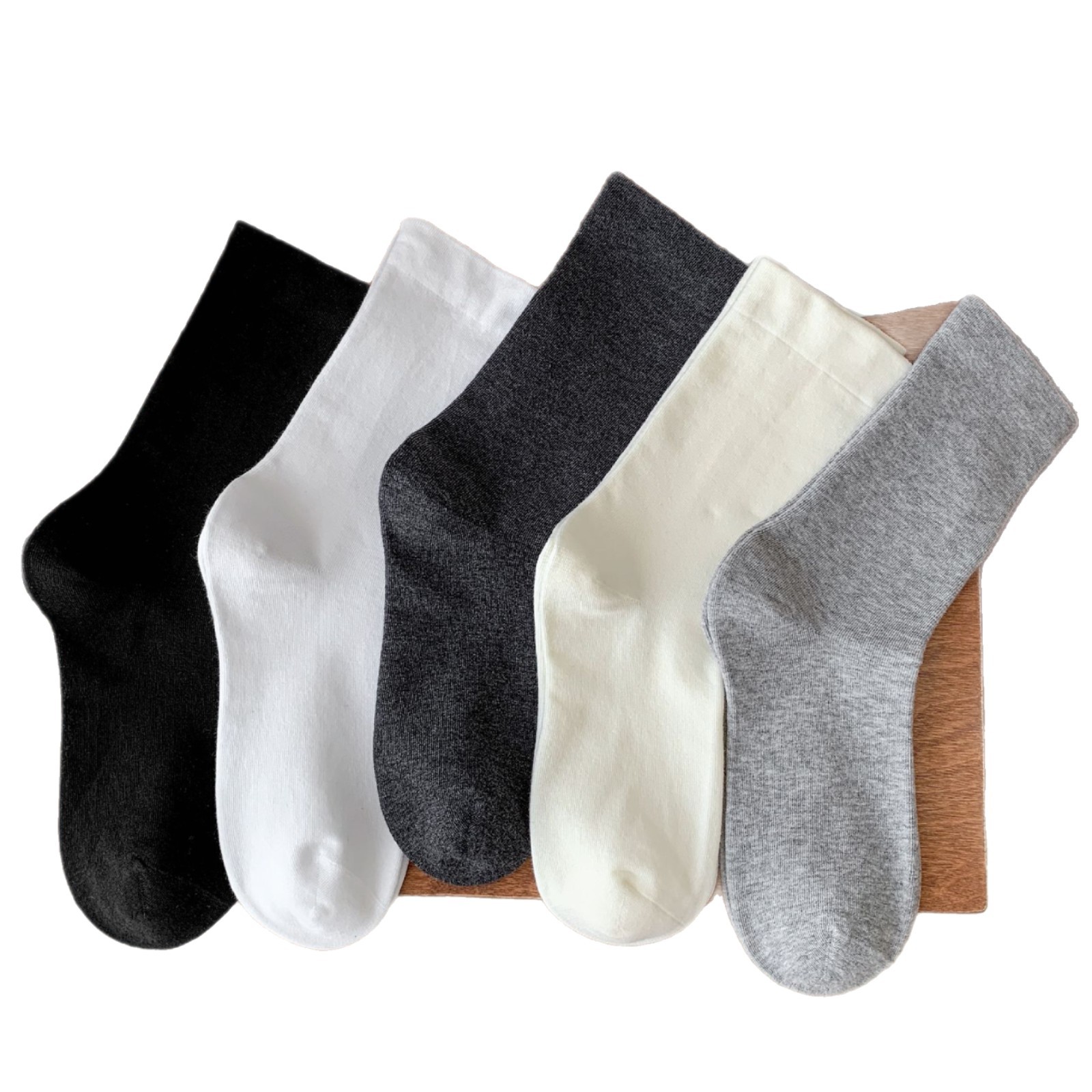 white layered socks for women, mid-calf, 100% cotton, trendy ins style, maternity socks, full cotton loose top, Japanese style seamless over-the-knee socks