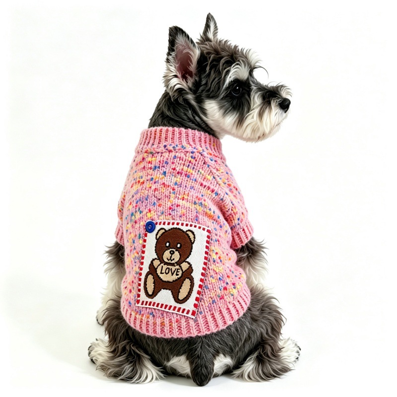 Dog New Knitted Color Dot Beanie Yarn Pocket Bear Sweater Small and Medium Size Bichon Teddy West High Clothes Wholesale