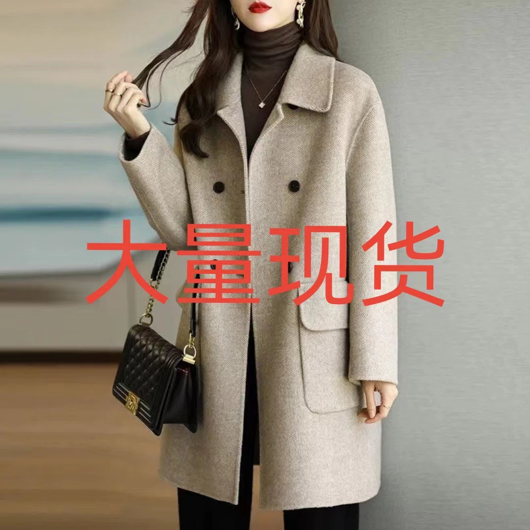 Women's wool coat, 2025 new autumn and winter style, coffee color, thickened, Korean style, slim fit, mid-long