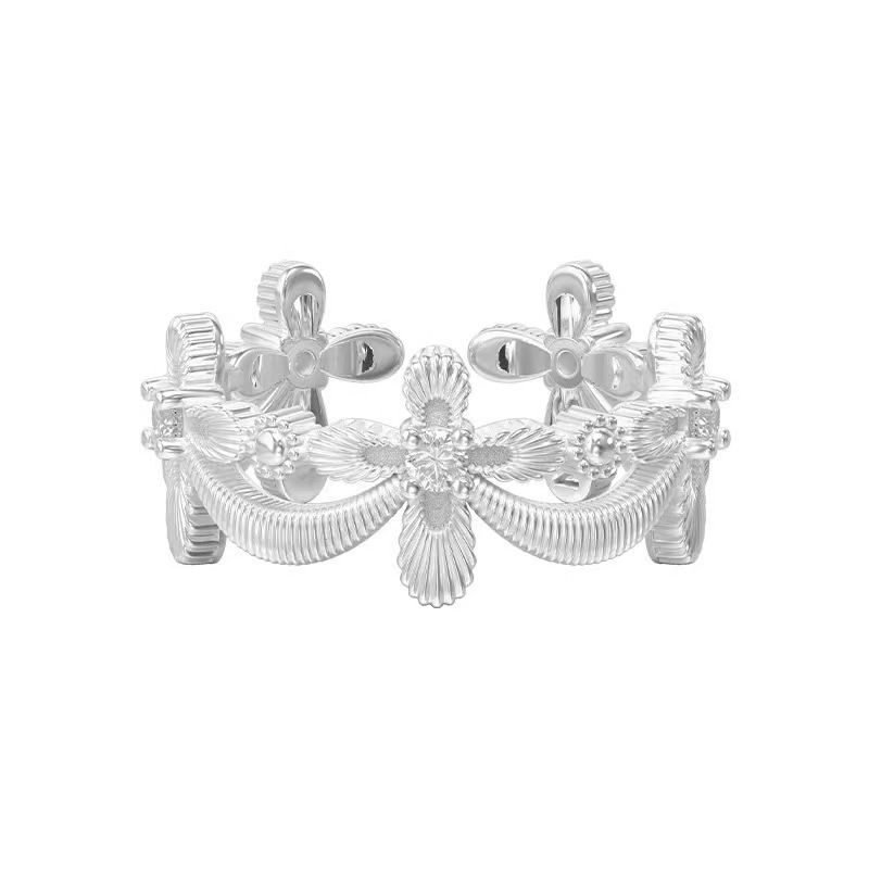 Hengzi Family Iris Square Ring for Women, Adjustable Opening, Retro Luxury Melaard Accessory, Niche Ring