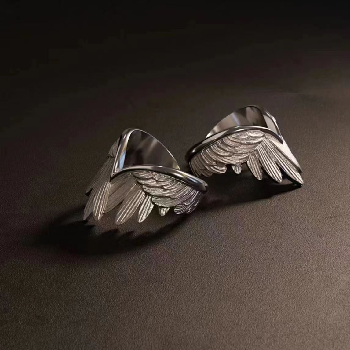 Angel wings ring, trendy and unique minimalist style feather index finger ring, fashionable and creative open wing ring
