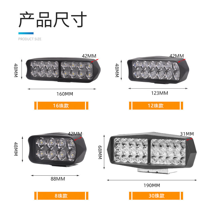 电动车灯改装LED射灯超亮摩托车外置透镜大灯12v60V三轮车前大灯