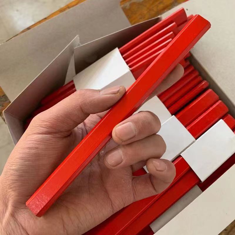 Carpenter's pencil for construction sites, specially designed for marking, flat lead, black wood, octagonal red square, high-visibility line drawing