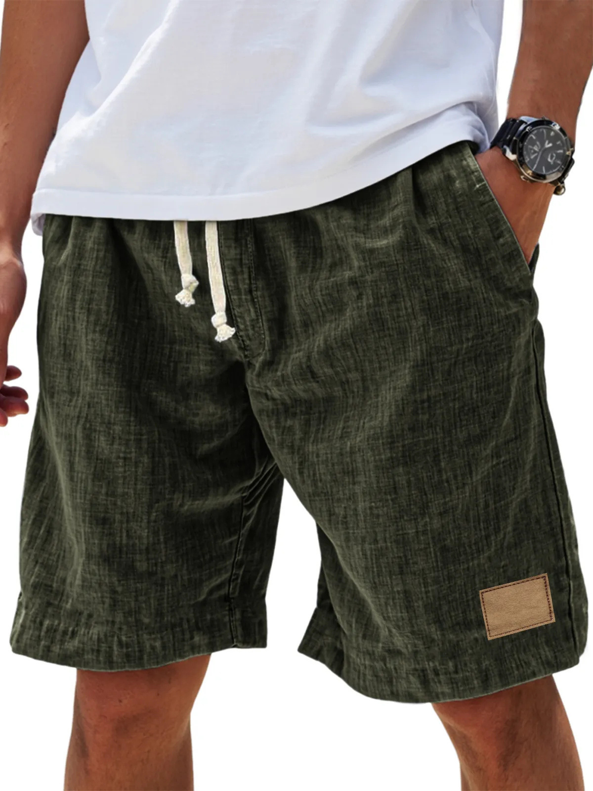 W2012 Men's Retro Breathable Linen Loose-fitting Fashion Casual Shorts
