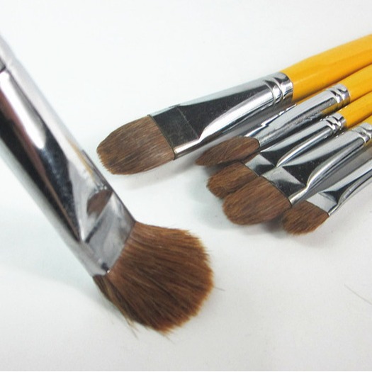 Flat brush, wolf hair watercolor brush, cross-border wooden handle oil painting brush, acrylic brush, round head oil painting brush, single piece set, watercolor brush