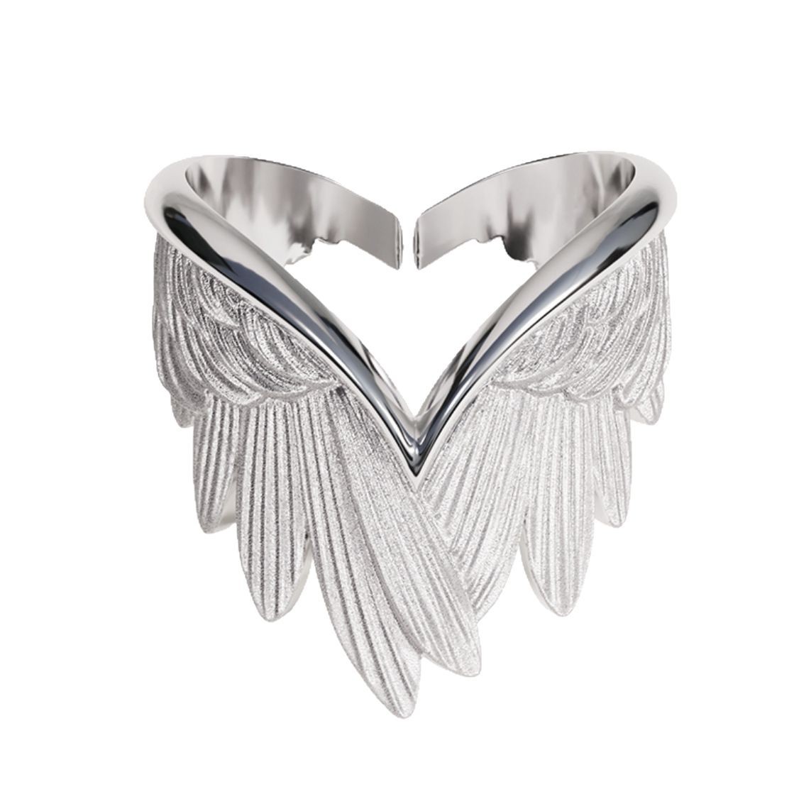 Angel wings ring, trendy and unique minimalist style feather index finger ring, fashionable and creative open wing ring