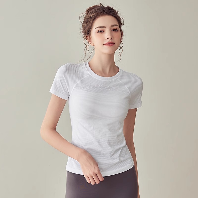 瑜伽服运动上衣女半袖T恤夏季跑步速干衣健身服修身瑜伽短袖上衣