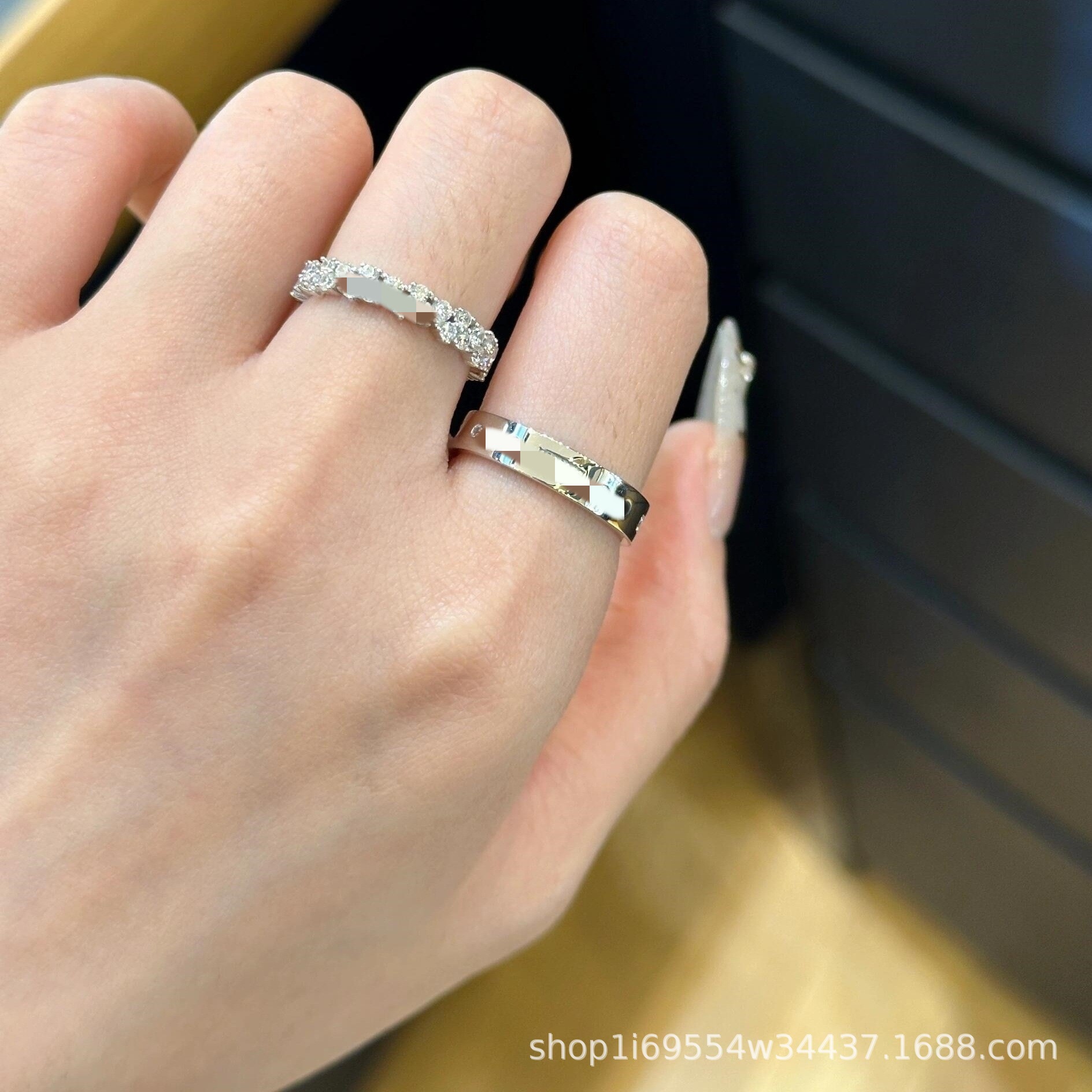 Toxic Version A Family Morse Code Knight Princess Pig Nose Small Sugar Cube Diamond Ring for Stylish Couples