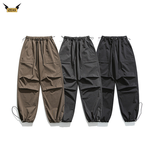 Zexx Paratrooper Pants 남자와 여자의 아름다움 스트레이트 웨스트 바지 남자의 느슨한 수직 및 조수 커플 스포츠 바지