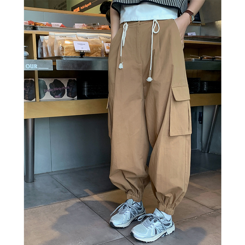 MOXI 十三行女装工装裤女2023秋季新款高腰休闲裤阔腿裤束脚裤子
