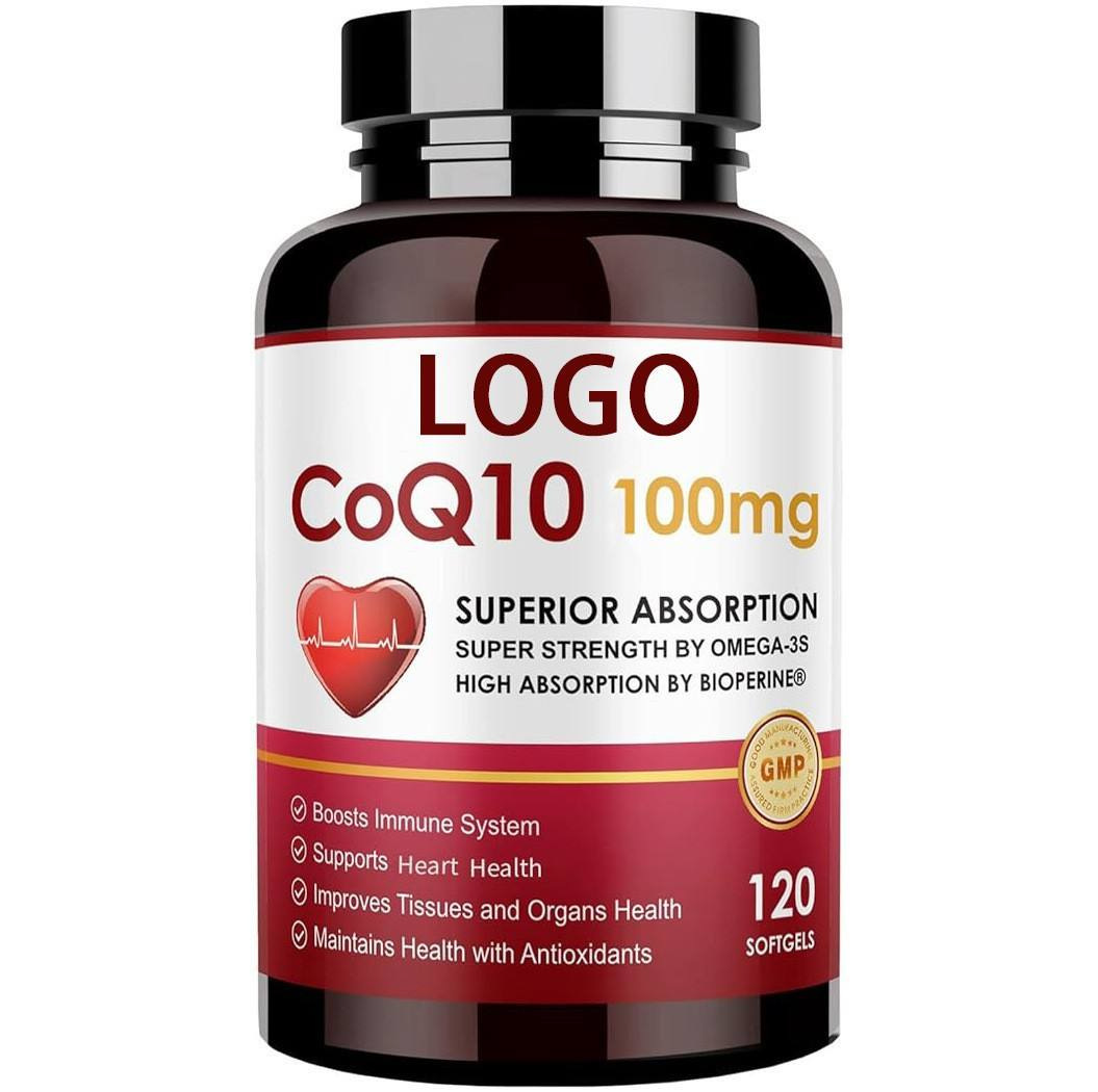 外贸跨境草药补充剂辅酶Q10 100毫克辅酶Q10软胶囊支持心脏健康