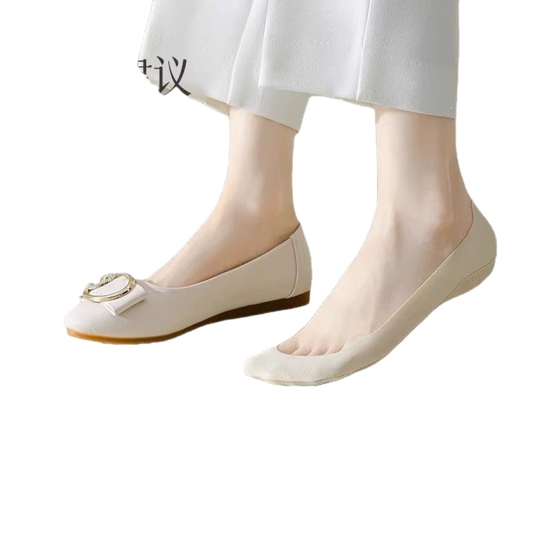 Any-cut toe-protecting invisible socks, non-slip boat socks, high heels anti-slip no-heel-drop, odor-resistant cotton sole low-cut ankle socks for women