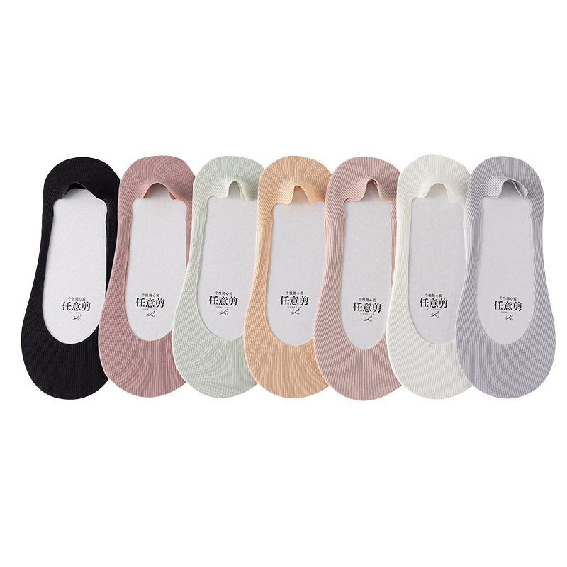 Boat socks for women, summer ice silk pure cotton foot bottom, 3D cut, low-cut shoes, invisible socks, no-slip heel, versatile