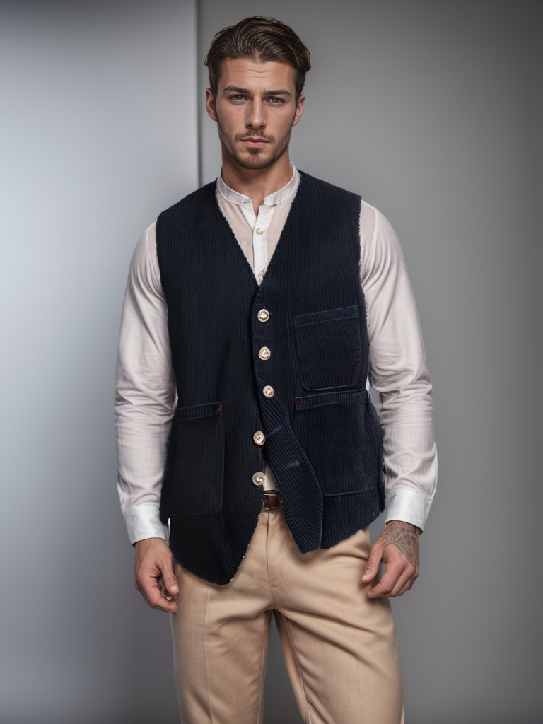 W2004 Spring and Autumn Corduroy Solid Color Single-Breasted Vest
