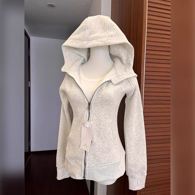 2025 new autumn and winter women's short jacket, waist-accentuating, spring wear, slim fit, with hood, tight, early spring fashion