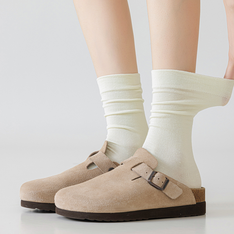 Maternal and infant grade 7A antibacterial pure cotton socks for women, suitable for spring and autumn, odor-resistant, mid-calf length, stackable, white, seamless, postpartum socks