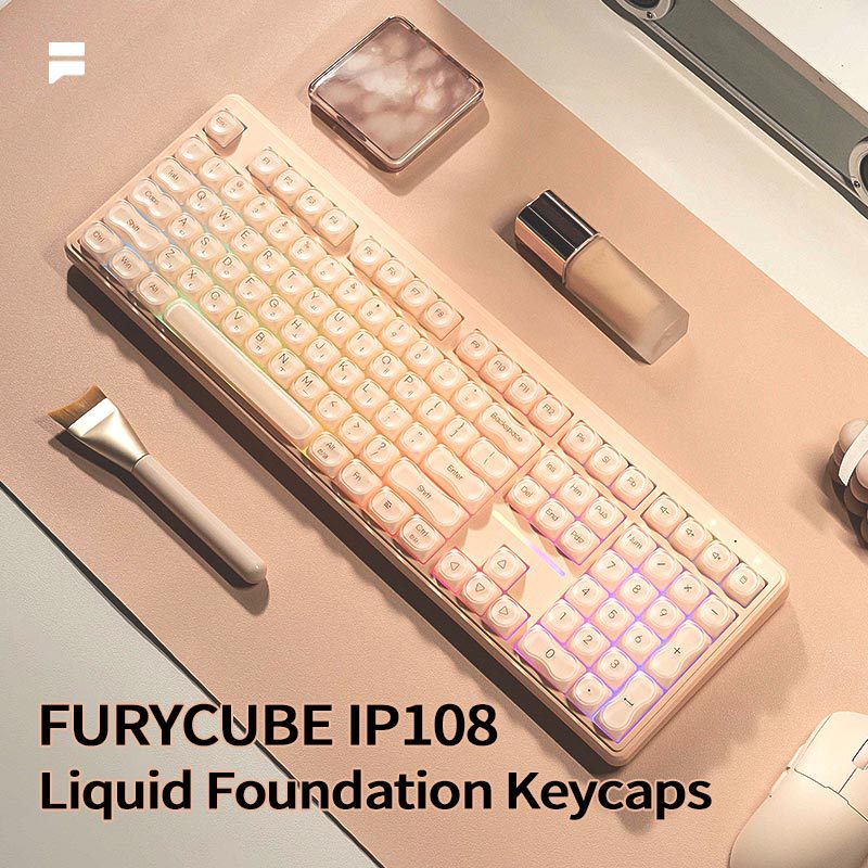 FURYCUBE IP108粉底液键盘机械手感三模无线蓝牙高颜值办公键盘