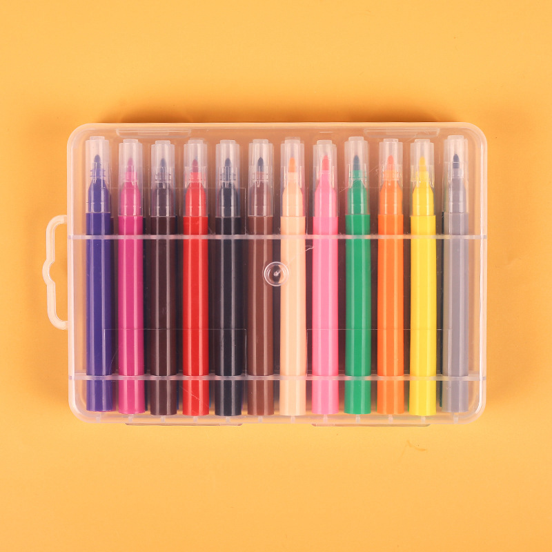 201 mini children's small colored brushes, 12 colors, eco-friendly, washable, for children's doodling, watercolor pens, hand-painting
