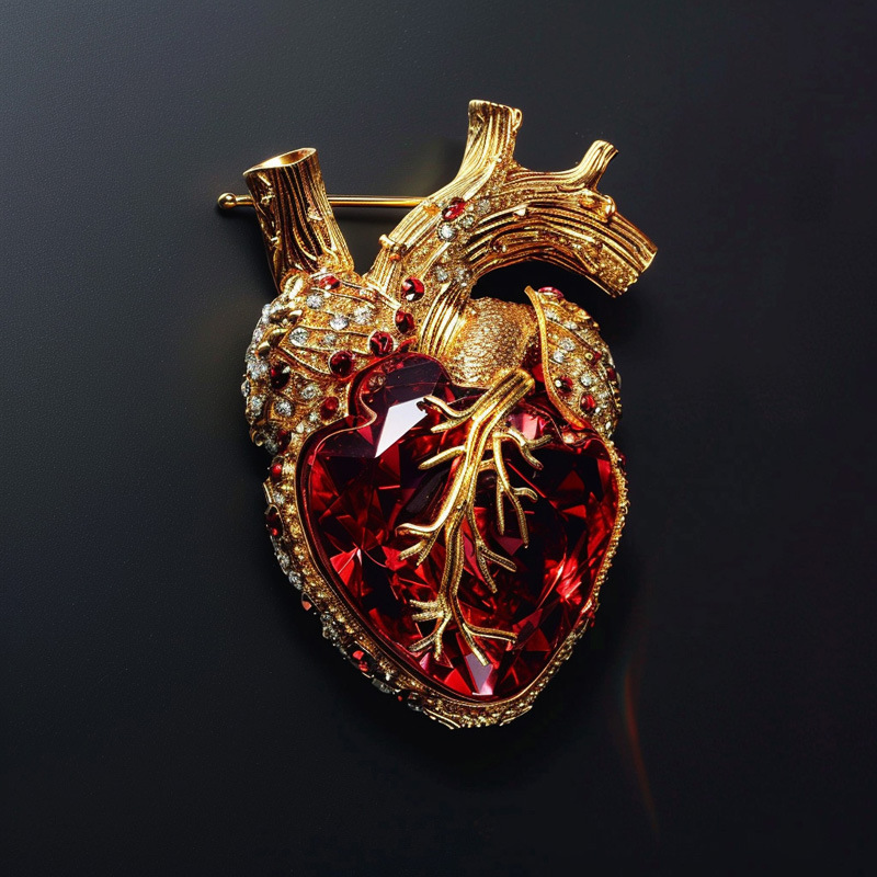 Xi Liang Feizi Amazon Bestselling Original High-end Devil's Heart Crystal Heart-shaped Brooch Custom-made for Foreign Trade